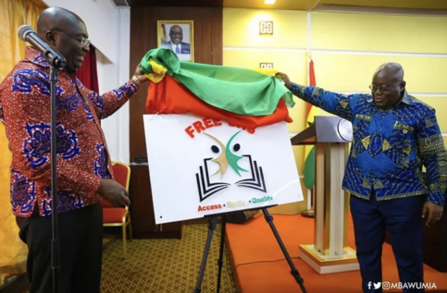 Akufo Addo and Dr bawumia unveils Free SHS Logo