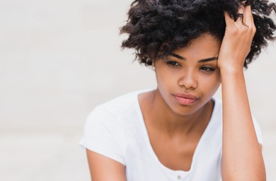 beautiful young black woman sad