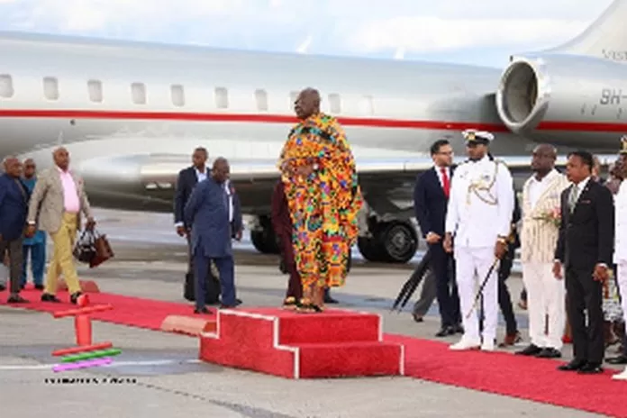 Huge crowds greet Otumfuo as he lands in Trinidad and Tobago for the Emancipation Day celebrations