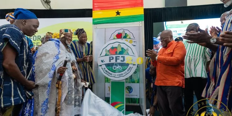 The President stated that Phase Two of the Programme aims to "improve service delivery to maximise impact, substitutes direct input subsidy with smart agricultural financial support in the form of comprehensive input credit, with provision for in-kind payment." President Akufo-Addo launched the inaugural "Planting for Food and Jobs" campaign at Goaso in the Ahafo region on Wednesday, April 19, 2017. The move was intended to highlight the government's primary push to modernise agriculture, enhance production efficiency, and achieve food security and farmer profitability. It aimed for a considerable improvement in agricultural production and followed a value-added strategy with the goal of swiftly scaling up agro-processing and generating new and stable markets.